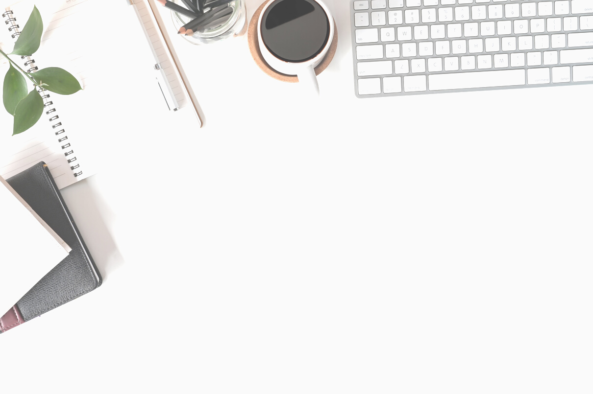 Office Desk with Top View Copy Space Keyboard Computer, Coffee,